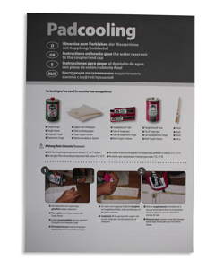 Beipackzettel für Wasserrinne Pad-Cooling